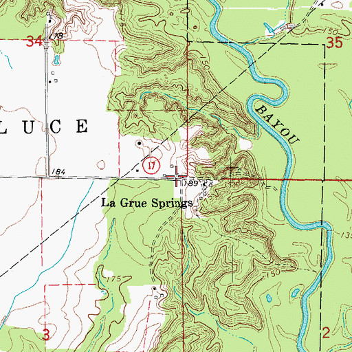 Topographic Map of La Grue Springs, AR