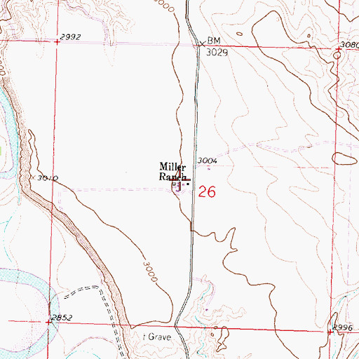 Topographic Map of Miller Ranch, MT