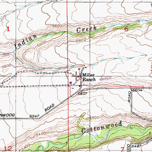 Topographic Map of Miller Ranch, MT