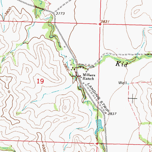 Topographic Map of Millers Ranch, MT