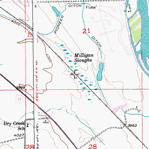 Topographic Map of Milliken Sloughs, MT