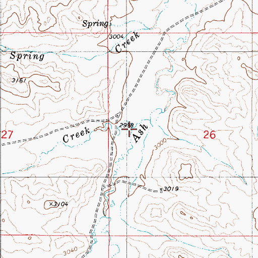 Topographic Map of Mills Creek, MT