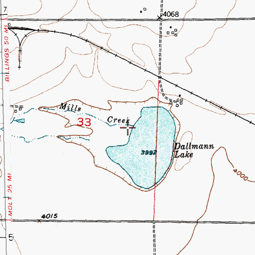 Topographic Map of Mills Creek, MT