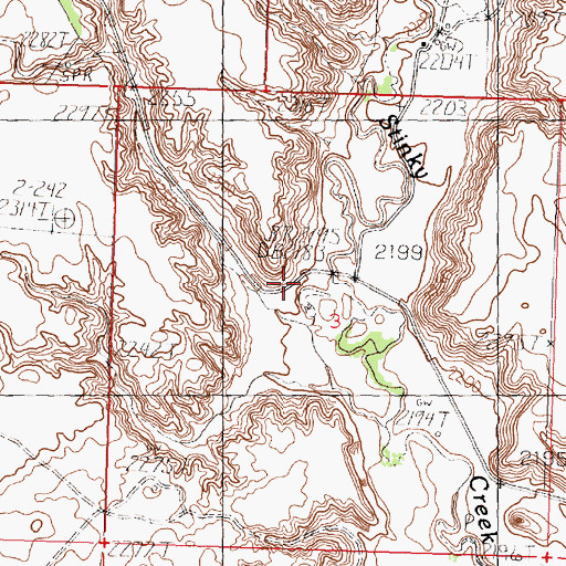 Topographic Map of Mills' Ranch, MT