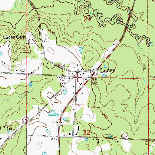 Topographic Map of Lacey, AR