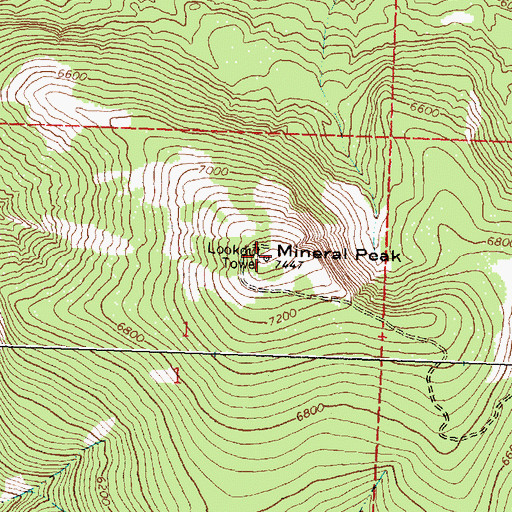 Topographic Map of Mineral Peak, MT