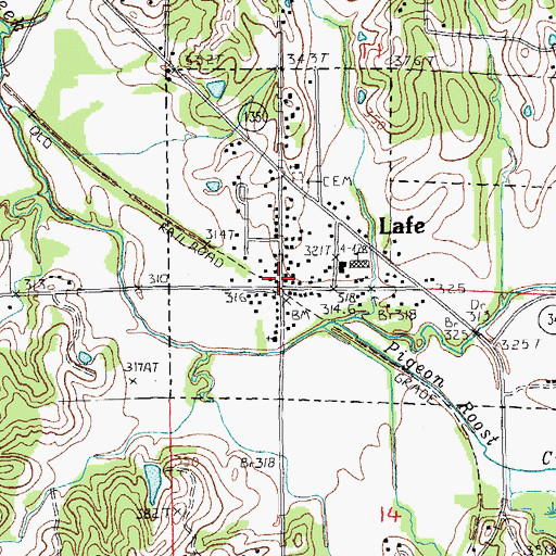 Topographic Map of Lafe, AR