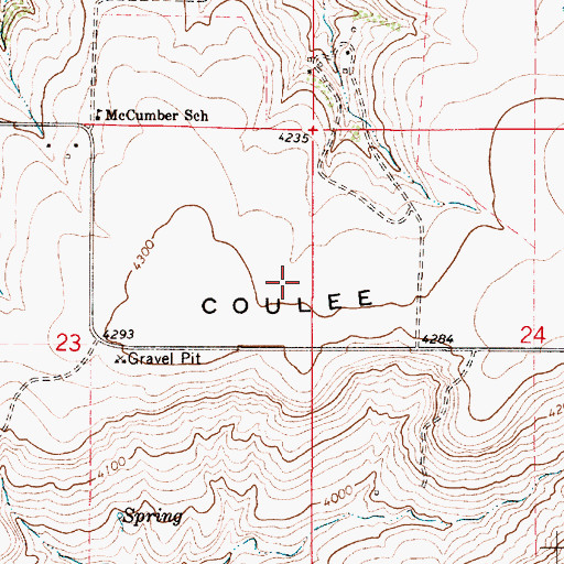 Topographic Map of Ming Coulee Ridge, MT