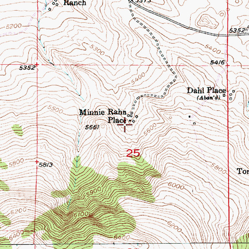 Topographic Map of Minnie Rahn Place, MT