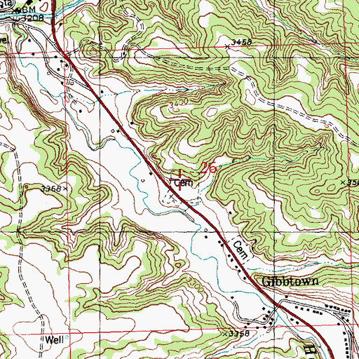 Topographic Map of Miracle Lodge Number 84 Cemetery, MT