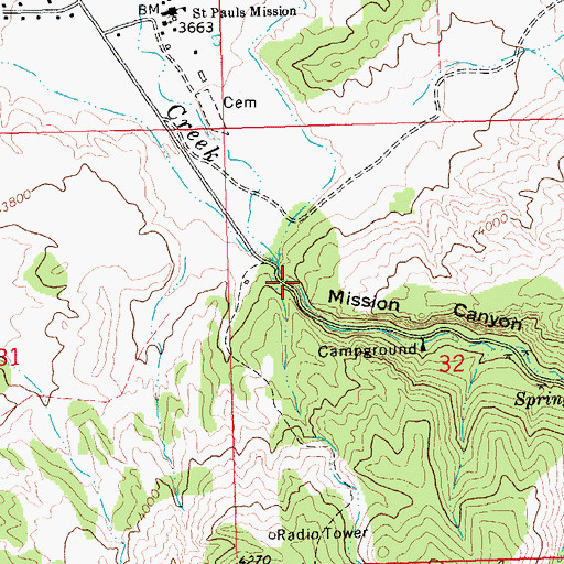 Topographic Map of Mission Canyon, MT