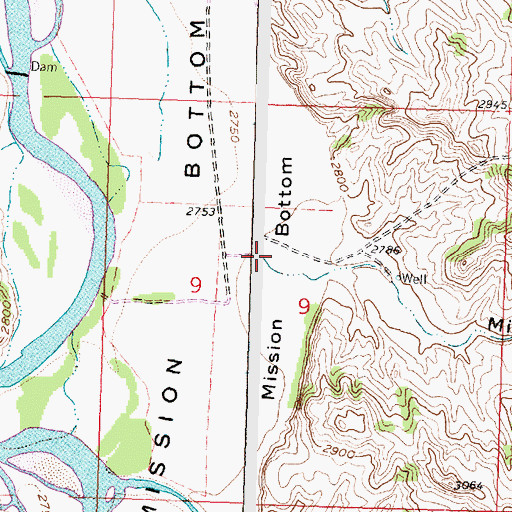 Topographic Map of Mission Coulee, MT