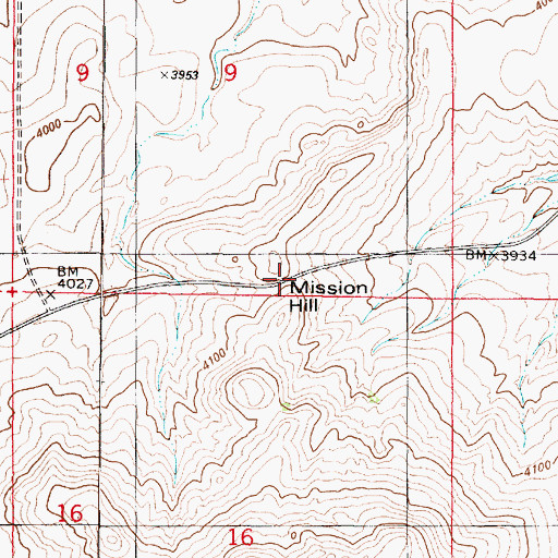 Topographic Map of Mission Hill, MT