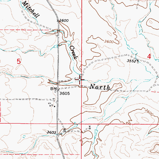 Topographic Map of Mitchell Creek, MT