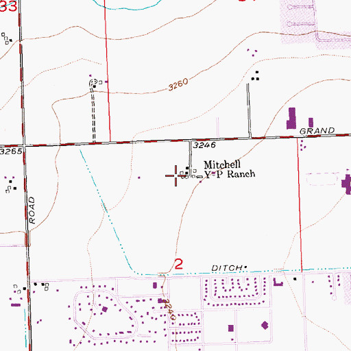 Topographic Map of Mitchell Y-P Ranch, MT