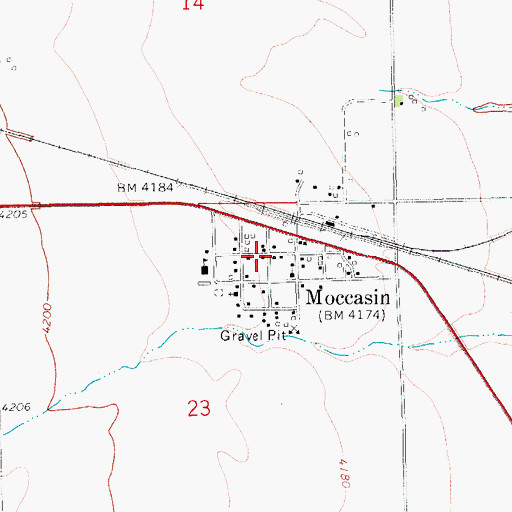 Topographic Map of Moccasin, MT