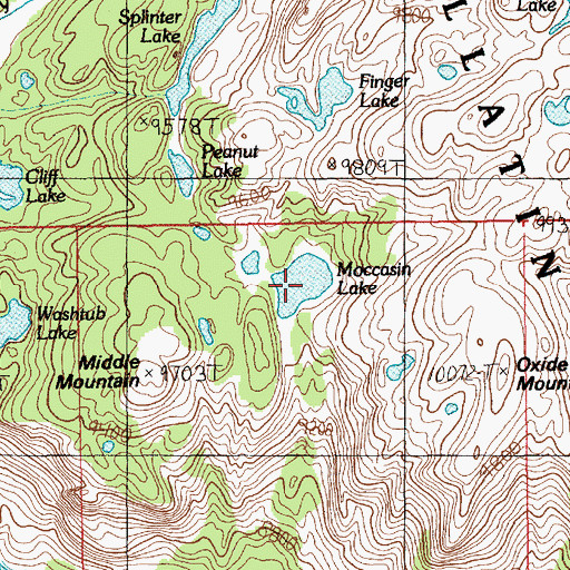 Topographic Map of Moccasin Lake, MT