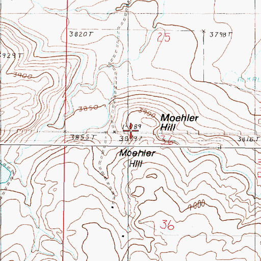 Topographic Map of Moehler Hill, MT