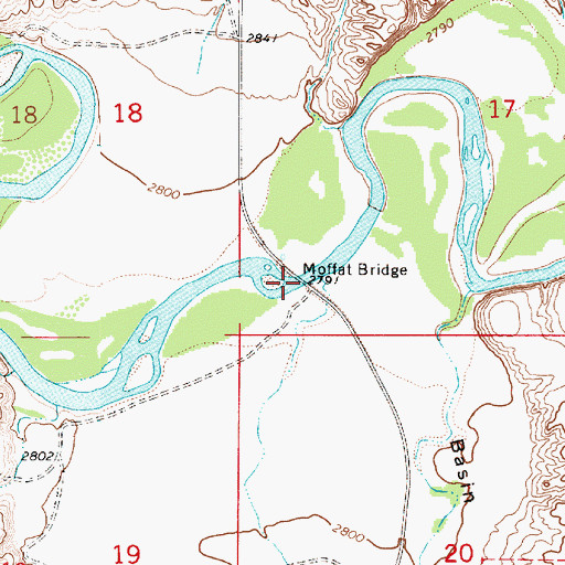 Topographic Map of Moffat Bridge, MT