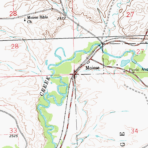 Topographic Map of Moiese, MT