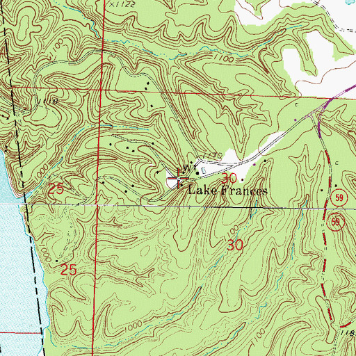 Topographic Map of Lake Frances, AR