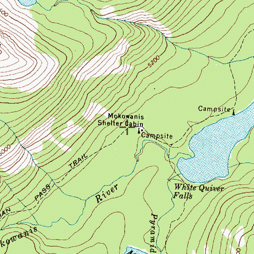 Topographic Map of Mokowanis Shelter Cabin, MT