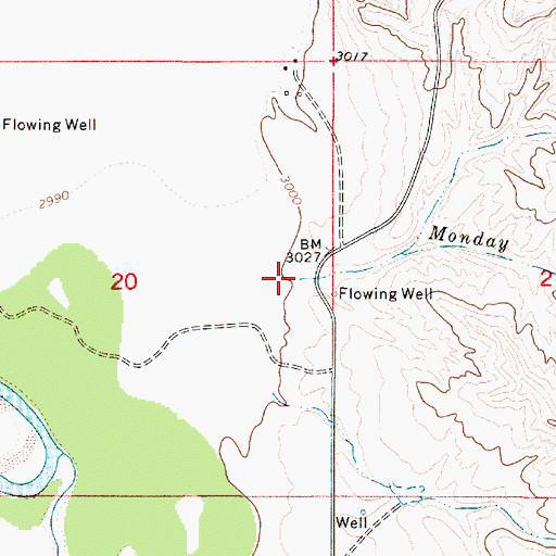 Topographic Map of Monday Creek, MT