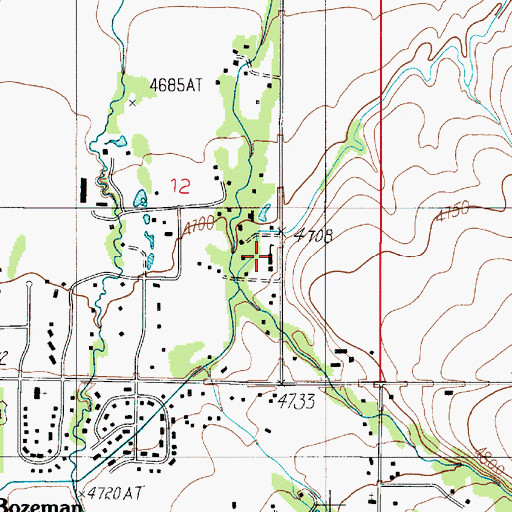 Topographic Map of Monforton School, MT
