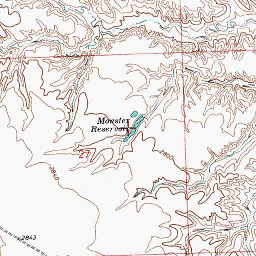 Topographic Map of Monster Reservoir, MT