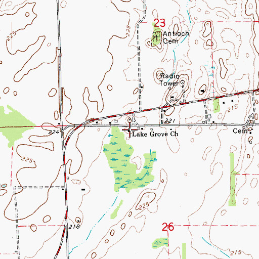 Topographic Map of Lake Grove Church, AR