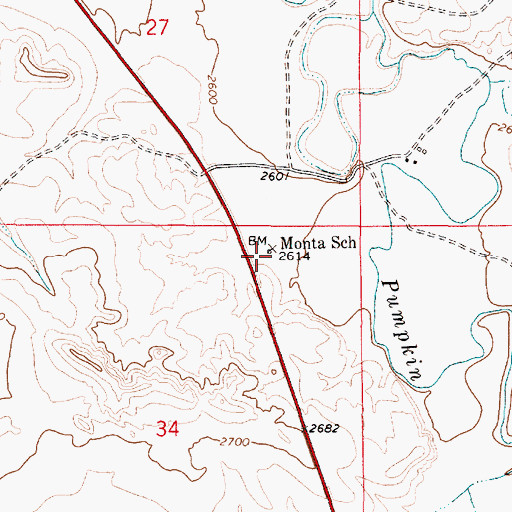 Topographic Map of Monta School (historical), MT