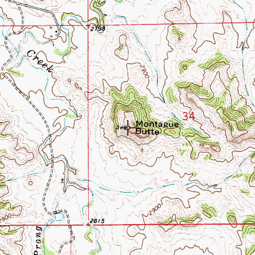 Topographic Map of Montague Butte, MT