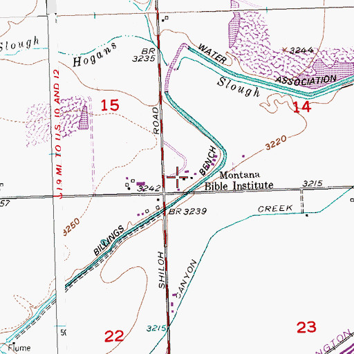 Topographic Map of Yellowstone Baptist College, MT