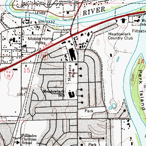 Topographic Map of Montana Park, MT