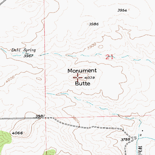 Topographic Map of Monument Butte, MT