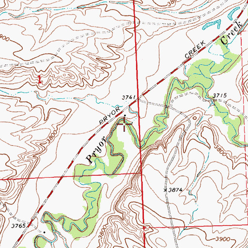 Topographic Map of Monument Creek, MT