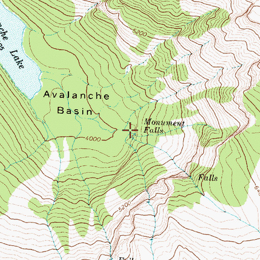 Topographic Map of Monument Falls, MT