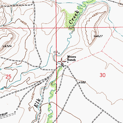 Topographic Map of Moore Ranch, MT
