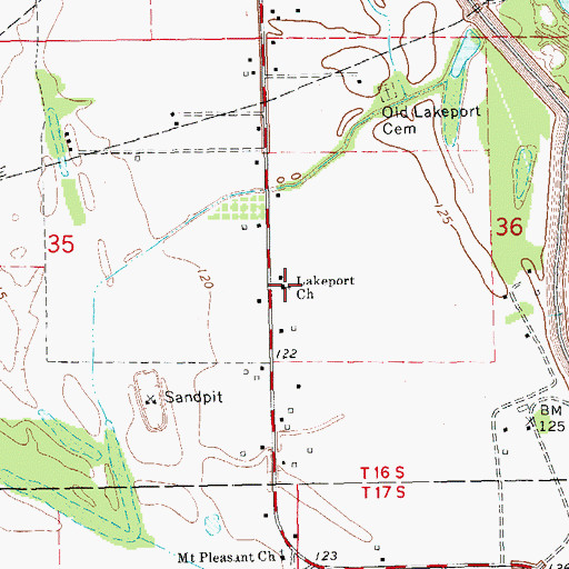 Topographic Map of Lakeport Church, AR