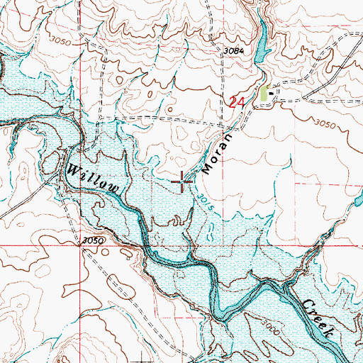 Topographic Map of Moran Coulee, MT