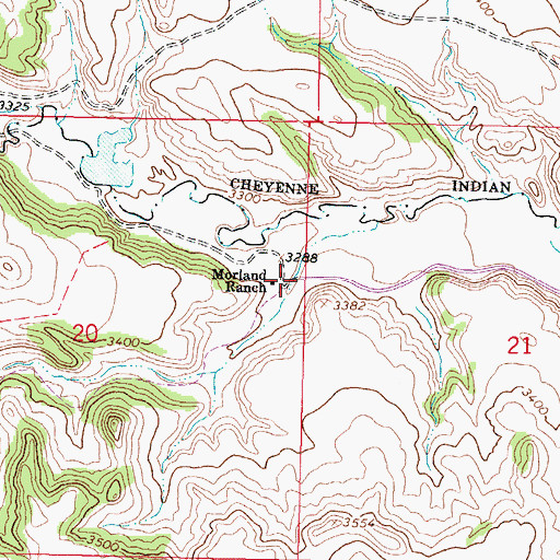 Topographic Map of Morland Ranch, MT