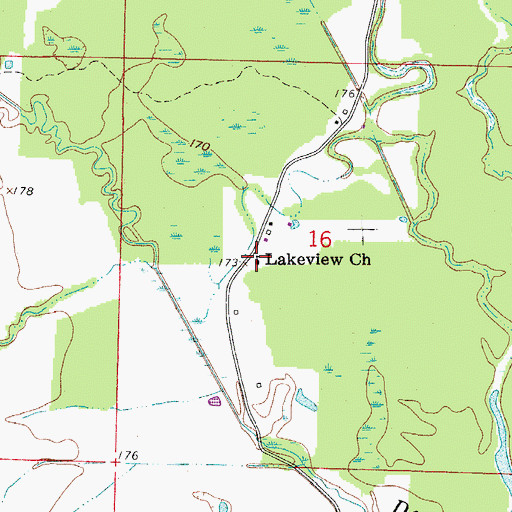 Topographic Map of Lakeview Baptist Church, AR