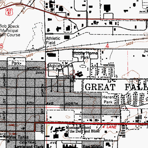 Topographic Map of Morningside School, MT