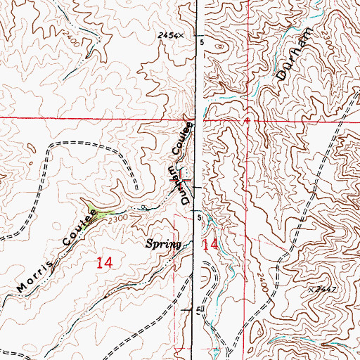 Topographic Map of Morris Coulee, MT
