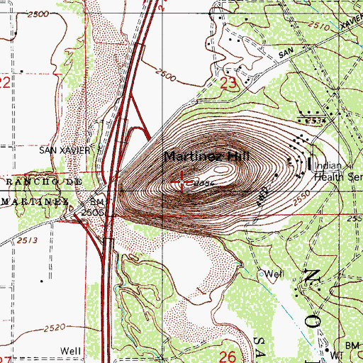 Topographic Map of Martinez Hill, AZ