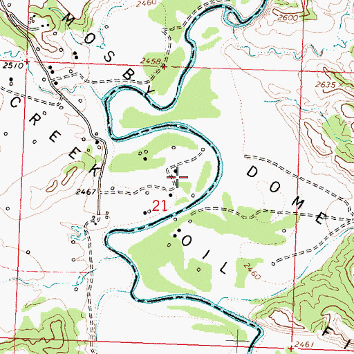Topographic Map of Mosby Dome Cat Creek Oil Field, MT