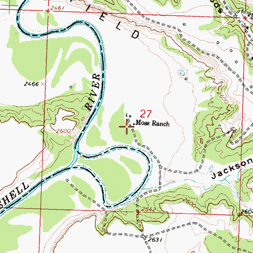 Topographic Map of Moss Ranch, MT