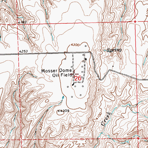 Topographic Map of Mosser Dome Oil Field, MT