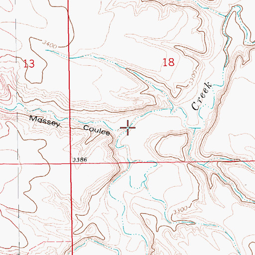 Topographic Map of Mossey Coulee, MT