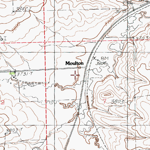 Topographic Map of Moulton, MT